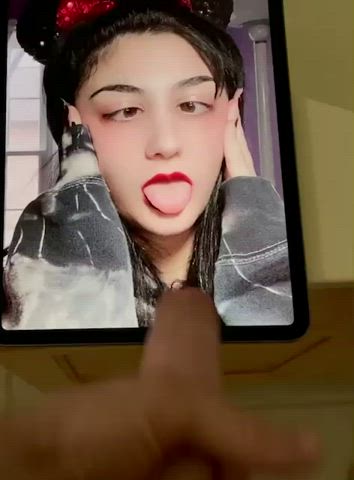My girlfriend's face, not my huge cumshot