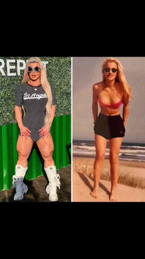 blonde muscles muscular girl clip