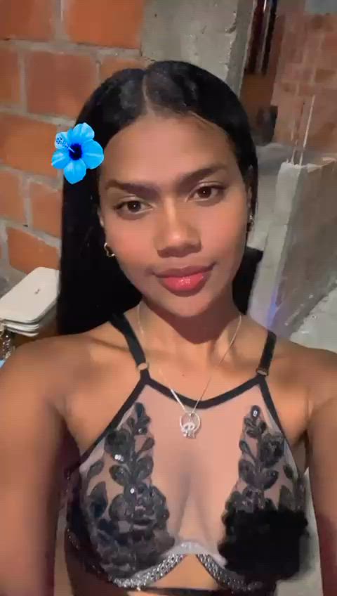 boobs cute ebony latina lingerie petite smile teen tits clip