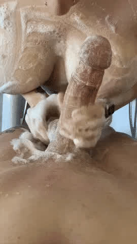 big tits boobs creamy handjob soapy clip