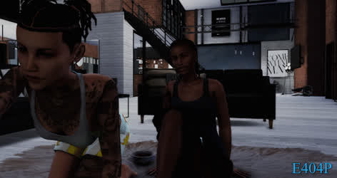 3d cute ebony kissing clip