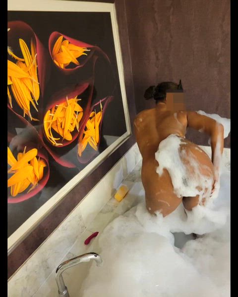 ass ass spread bath bathtub ebony masturbating natural natural tits shower soapy