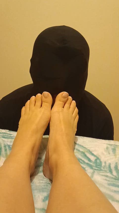 Slave S enjoying some time worshipping my devine feet!
