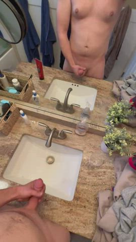 cum cumshot jerk off male masturbation masturbating mirror clip