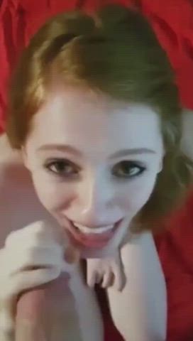 amateur blowjob cute facial smile clip