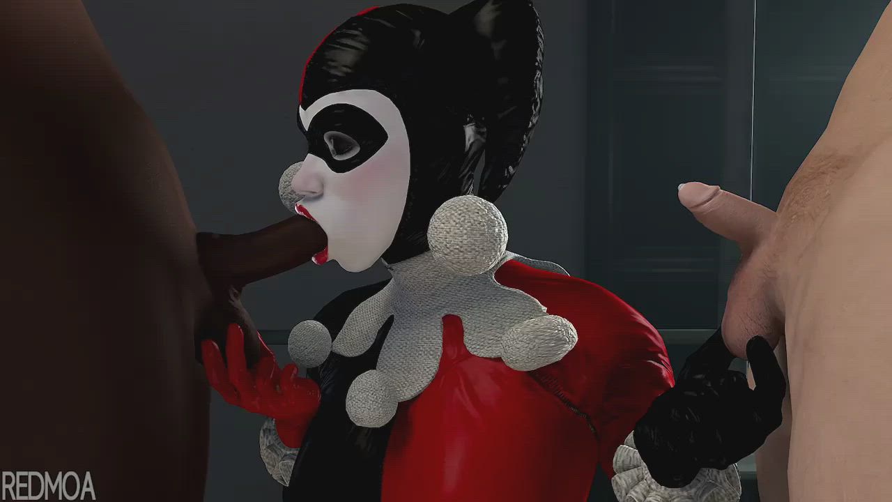 3d blowjob clothed harley quinn interracial rule34 squeezing clip