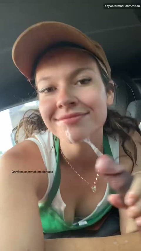 blowjob car deepthroat selfie smile clip