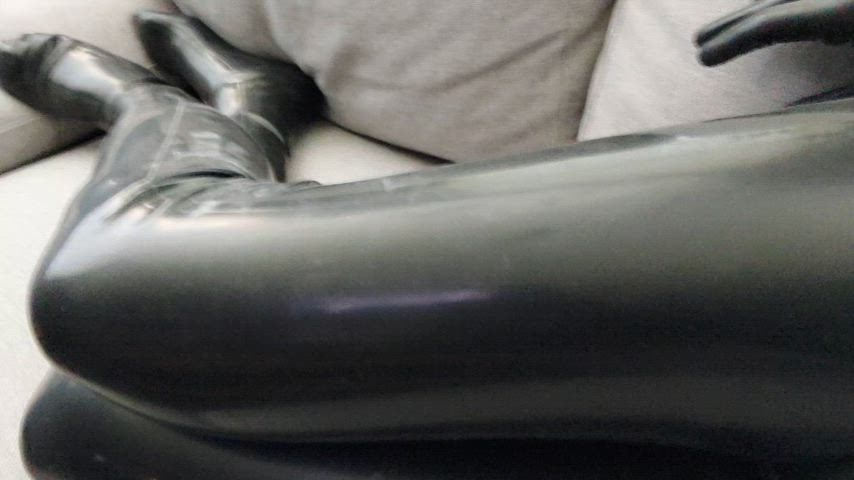 bdsm breath play catsuit latex rubber clip