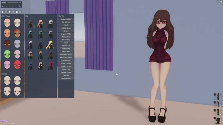 3D Anime Dressing Room clip