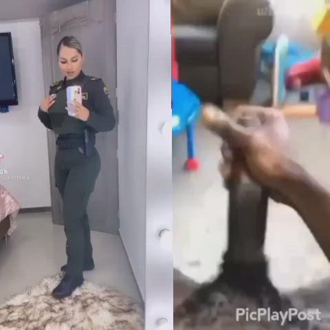 bbc babecock big dick big tits cum cumshot latina milf police clip
