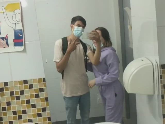 bathroom blowjob couple clip