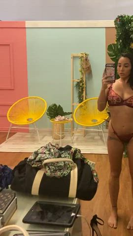 Brunette Fitness Karlee Grey Lingerie Petite Teen clip