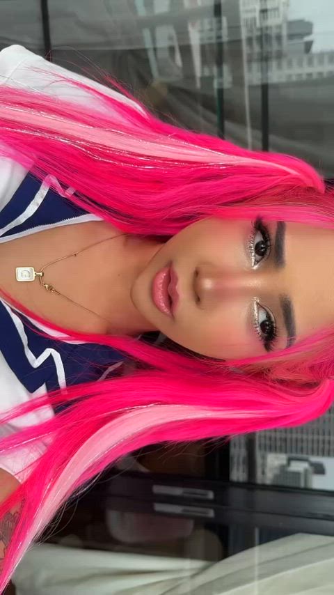 asian cute nsfw petite public student tiktok pink hair clip