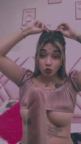 big tits dildo latina licking lips model sucking tattoo teen clip