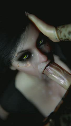 animation blowjob eye contact green eyes pov clip