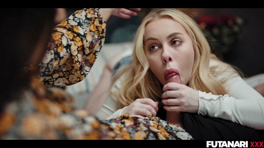 blonde blowjob deepthroat face fuck futanari haley spades teen clip