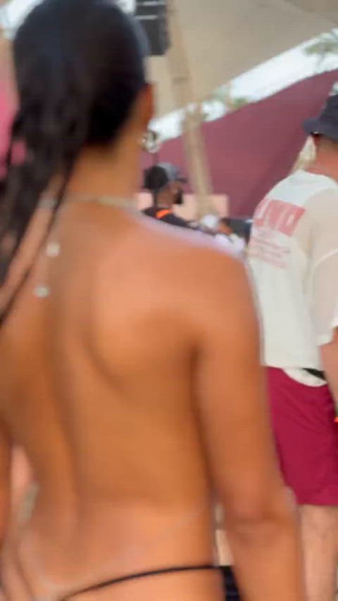 brunette dancing lingerie party public clip