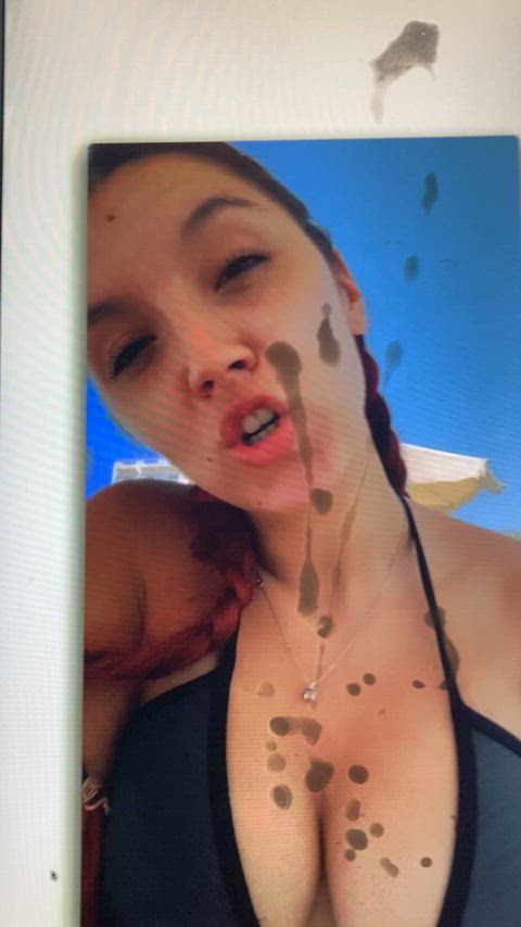 big tits brunette busty cum cumshot tribute clip