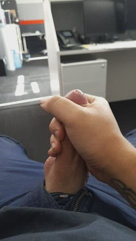 cock masturbating office clip