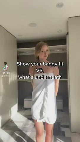 ass blonde tiktok tits towel clip