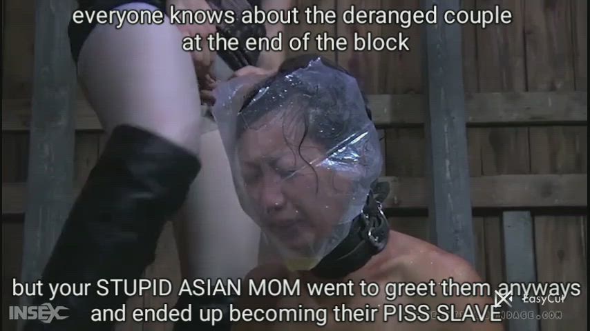 bondage breath play caption extreme humiliation piss rough tia ling clip