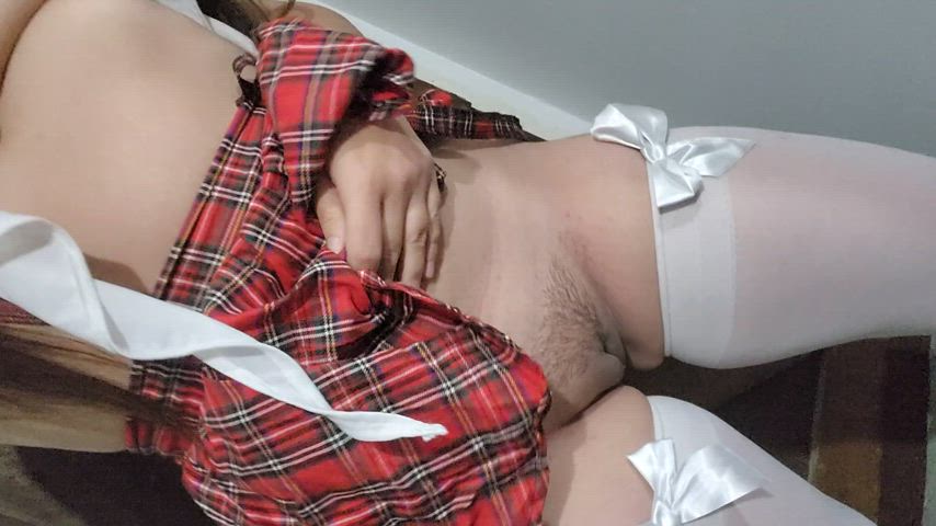 costume edging pussy schoolgirl upskirt clip