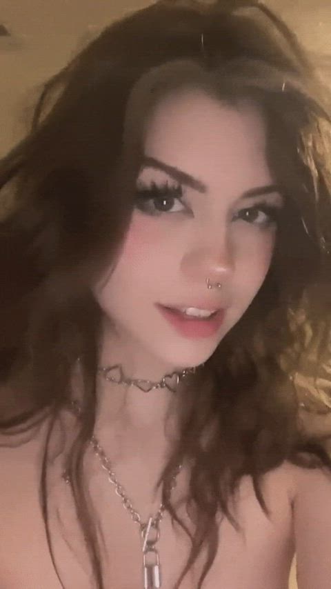 ahegao brunette cute selfie clip