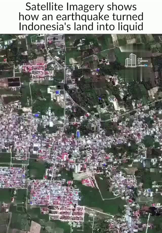 This happened on Sept. 28, 2018 in Indonesia when sand, saturated in water, was shaken