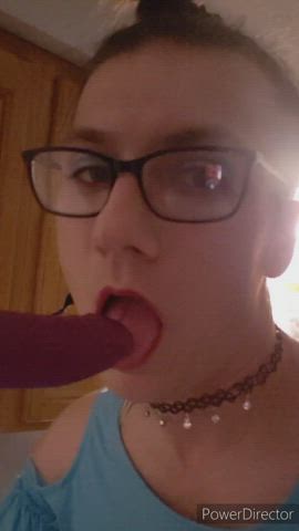 crossdressing dildo femboy gagging sissy clip