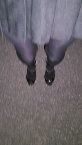 High Heels Outdoor Pantyhose Sissy Skirt clip