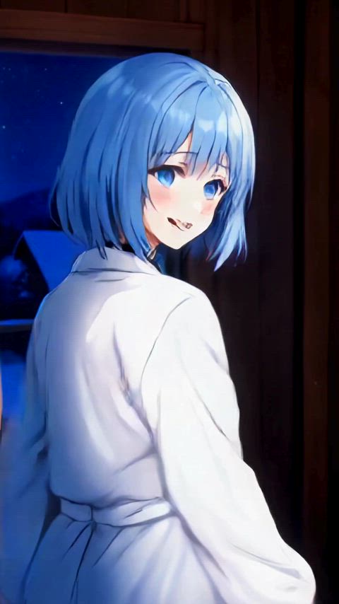 hentai lingerie blue hair clip
