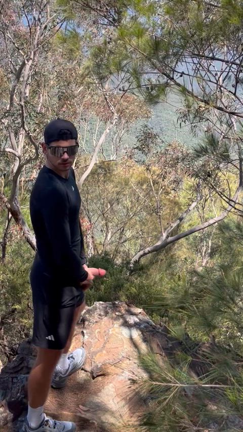big dick cock college hiking hung masturbating public clip