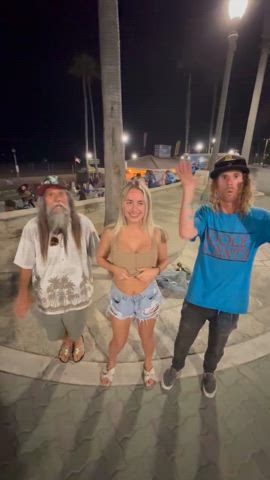 Flashing the homeless my tits