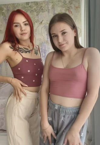 lesbian natural tits shaved pussy small tits tattoo teen tiktok clip