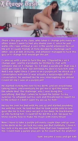 Sam, became a sissy and got $40