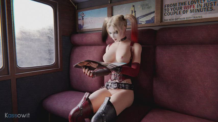 Harley Quinn jiggling on the train (Kassowit) [Batman]