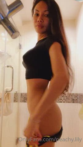 asian shower small tits strip striptease trans trans woman clip