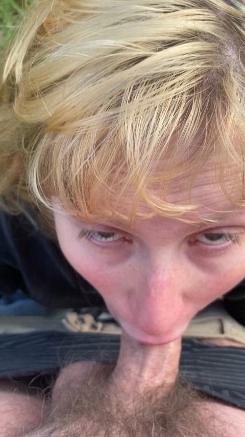 Sneaking my Sirβs cock by the beach