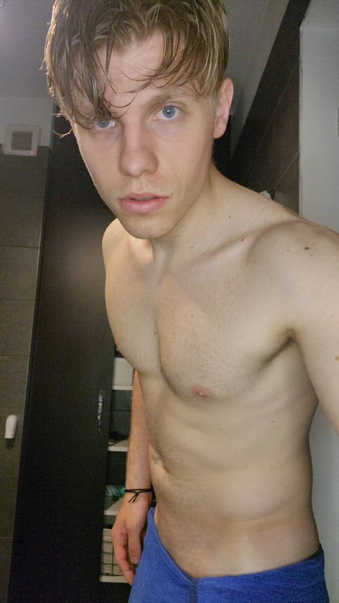 blonde gay solo teen towel clip