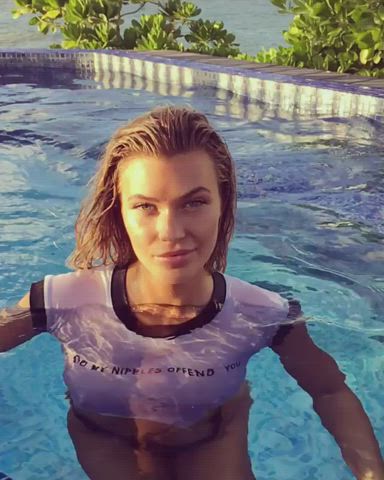 celebrity model see through clothing wet clip