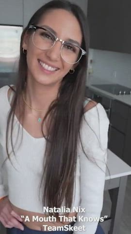Brunette Glasses Natalia Nix Skinny Skirt Small Tits clip