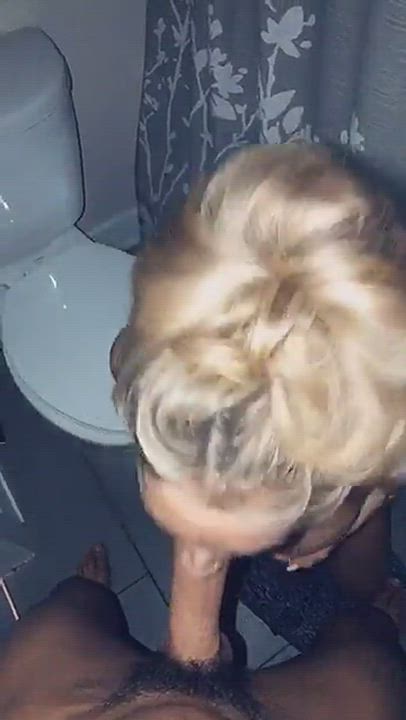 Bathroom blowjob