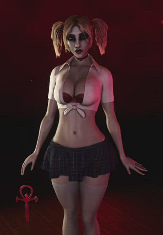 animation dancing harley quinn schoolgirl clip