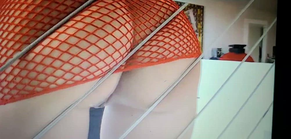 Blonde Exposed Fishnet Lingerie POV Standing Doggy Upskirt clip