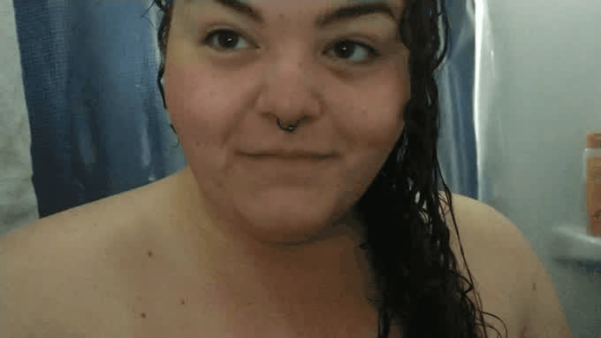 bbw cute nipple play nipples pierced shower spanking tease tits clip