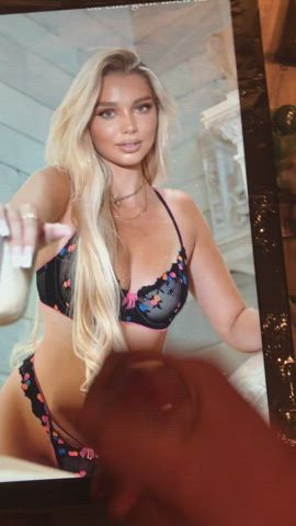 blonde celebrity cumshot lingerie tribbing tribute clip