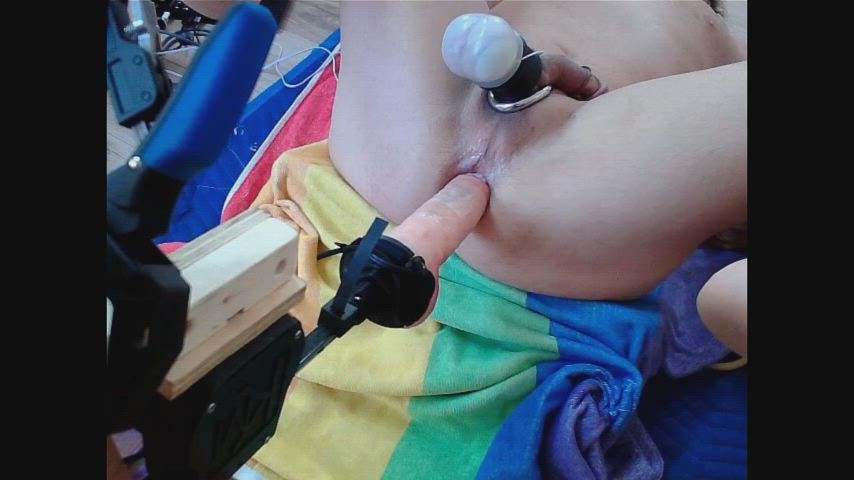 amateur anal play dildo electro fuck machine moaning solo clip