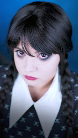 bangs brunette clothed cosplay costume dancing goth pale tiktok clip