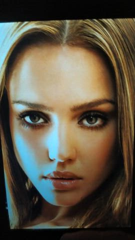 blonde celebrity cum cumshot facial jessica alba tribute clip