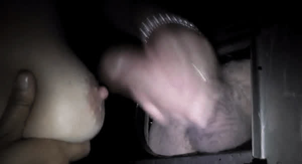 cum on tits cumshot glory hole handjob clip